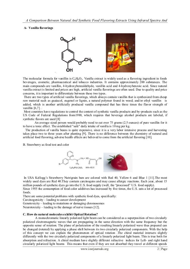 A Comparison between Natural and Synthetic Food Flavoring Extracts Us…