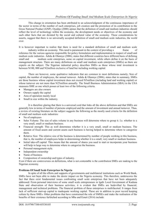 Problems Of Funding Small And Medium Scale Enterprises In Nigeria | PDF