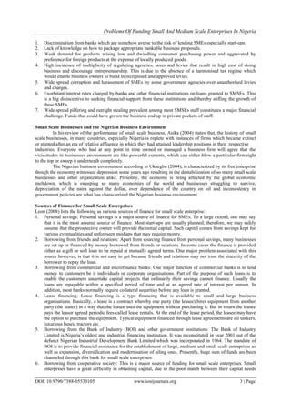 Problems Of Funding Small And Medium Scale Enterprises In Nigeria | PDF