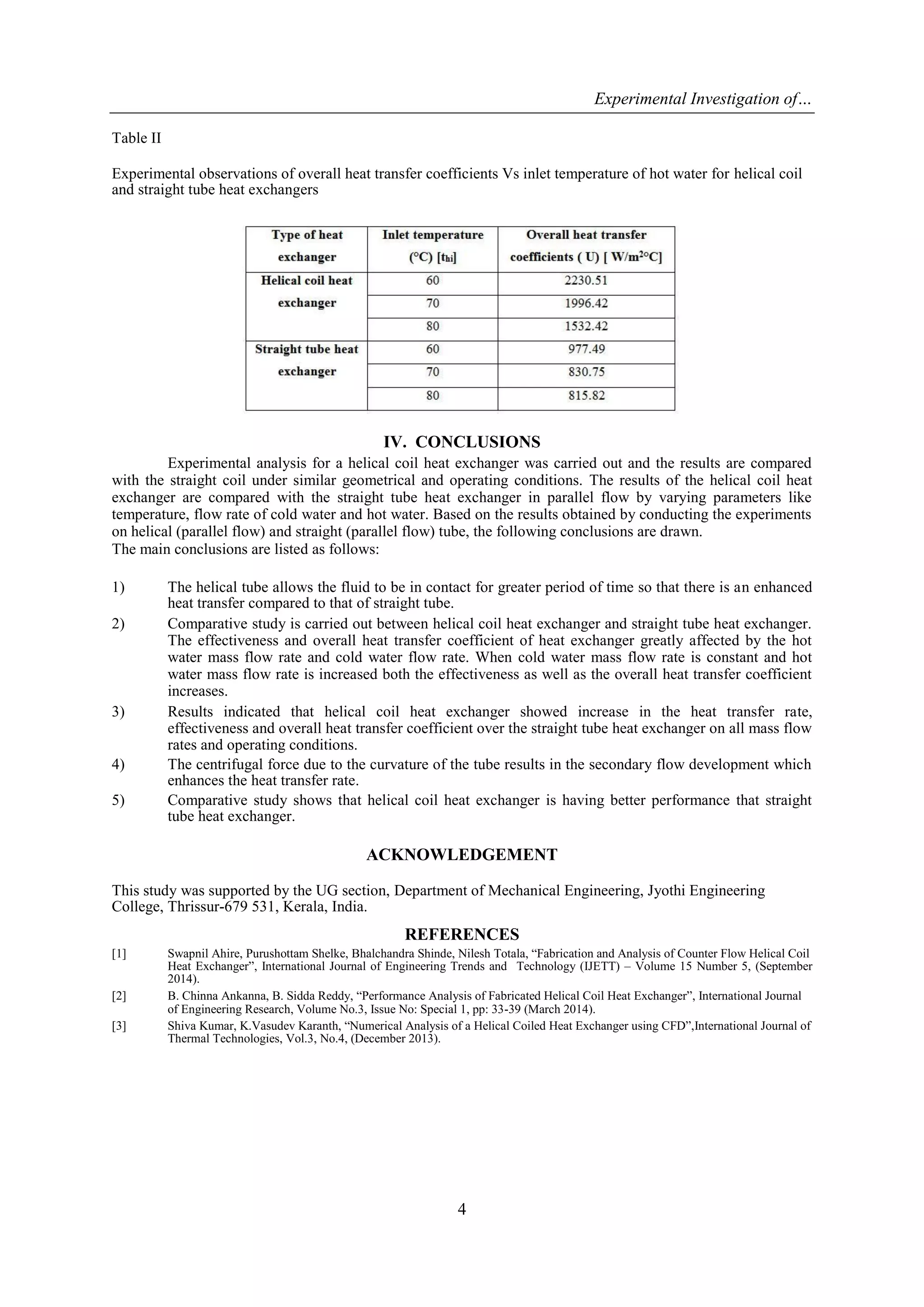 Experimental Investigation of a Helical Coil Heat Exchanger | PDF