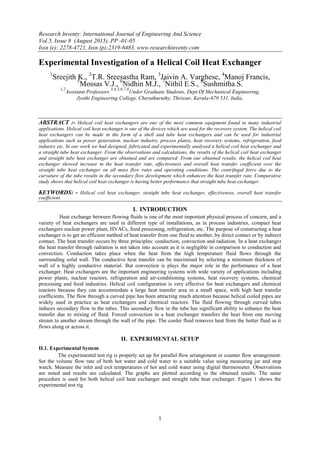 Experimental Investigation of a Helical Coil Heat Exchanger | PDF