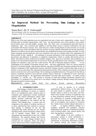 Neetu Bose et.al. Int. Journal of Engineering Research and Applications www.ijera.com
ISSN: 2248-9622, Vol. 6, Issue 4, (P...
