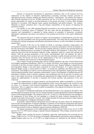 Islamic Education On Regional Autonomy (Case Study of Managerial and ...