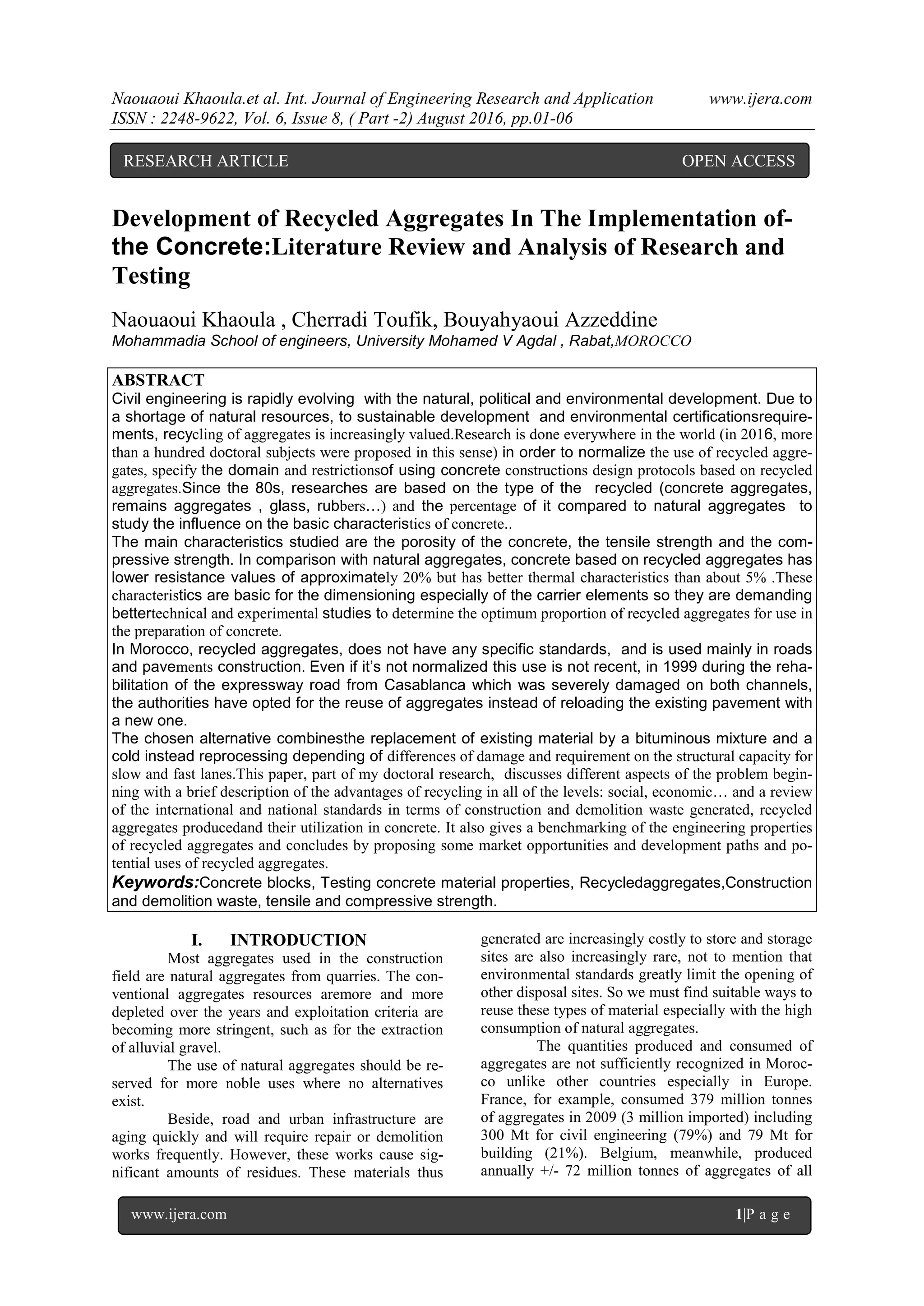 Gallery Detail: Development Of Recycled Aggregates In The Implementation Ofthe Concrete