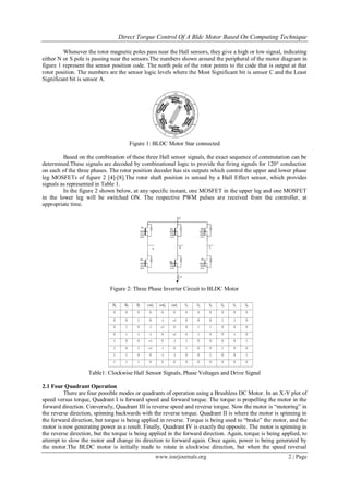 Direct Torque Control of a Bldc Motor Based on Computing Technique | PDF