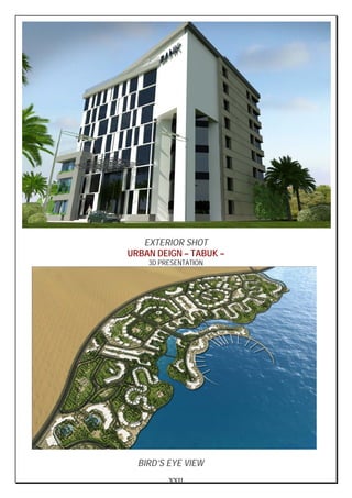 XXII
EXTERIOR SHOT
URBAN DEIGN – TABUK –
3D PRESENTATION
BIRD’S EYE VIEW
 