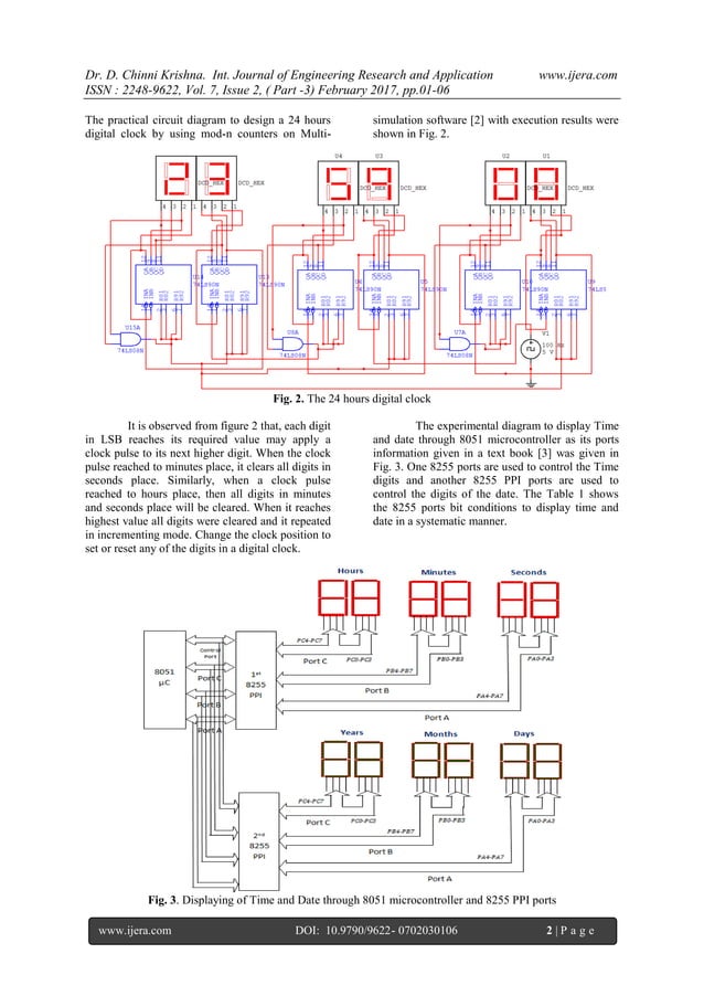 Displaying of Digital Clock through digital circuits and through