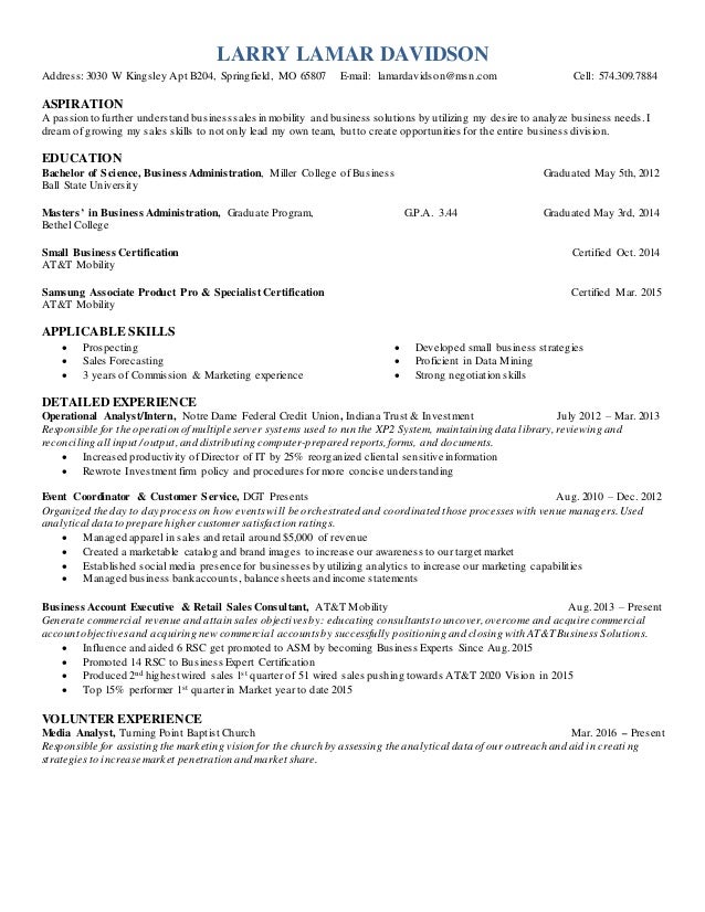 business account executive resumes