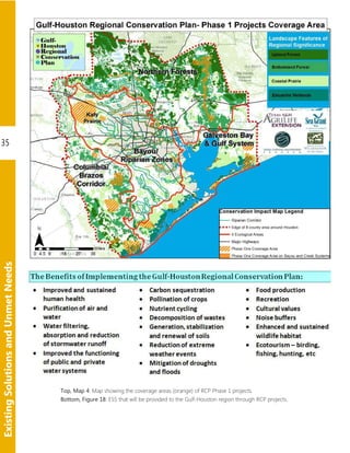35
ExistingSolutionsandUnmetNeeds
Top, Map 4: Map showing the coverage areas (orange) of RCP Phase 1 projects.
Bottom, Figure 18: ESS that will be provided to the Gulf-Houston region through RCP projects.
 