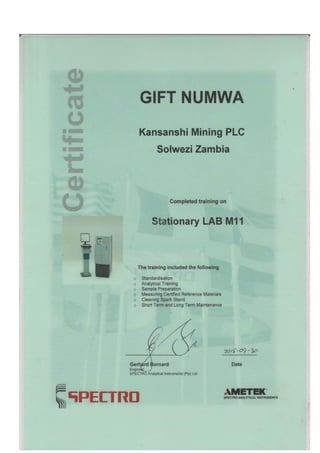 Stationary LAB M11 Certificate