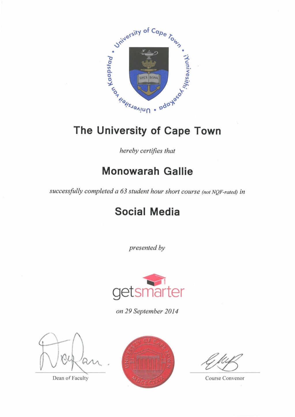 2014 October Social Media University Of Cape Town