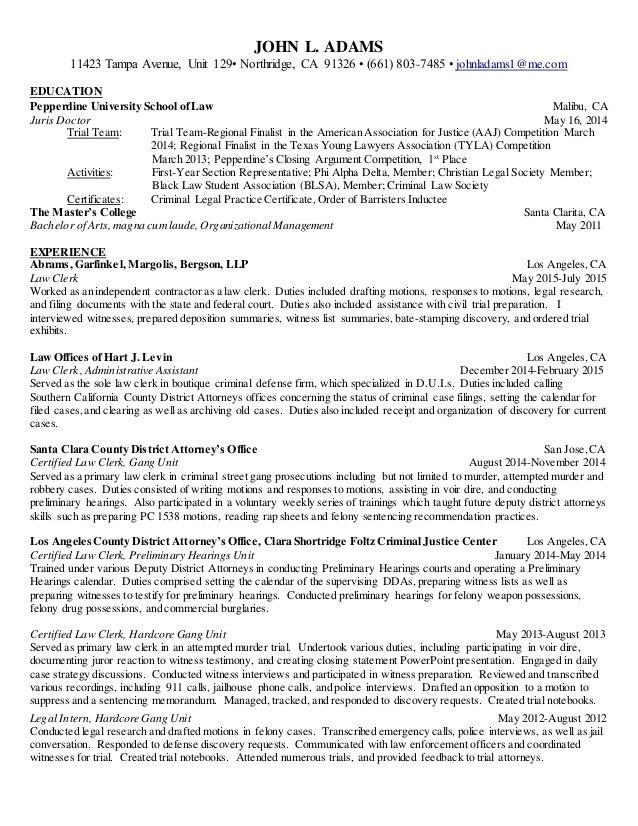 current legal resume