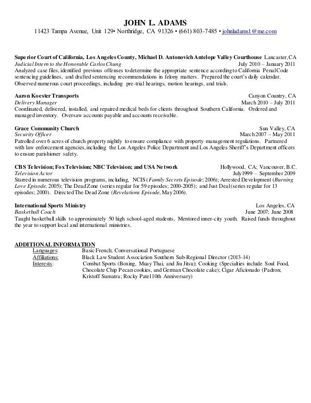 Current Legal Resume