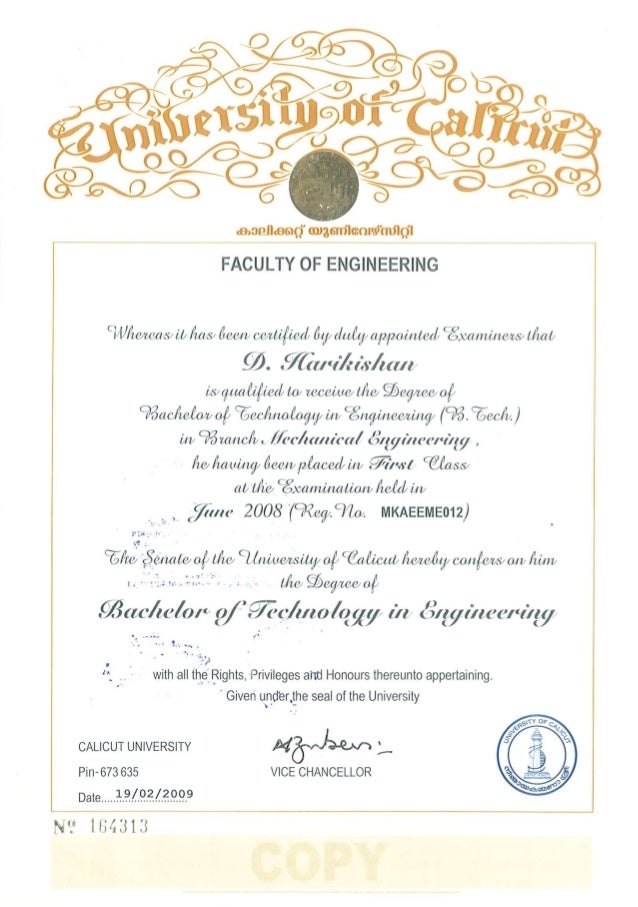 degree certificate attested copy certificate or degree