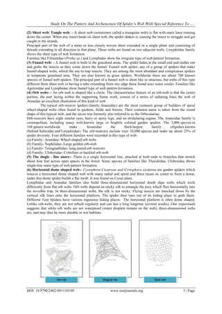 Study On The Pattern And Archetecture Of Spider’s Web With Special ...