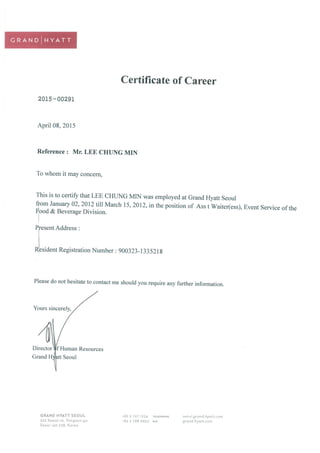 Certificate of Career
