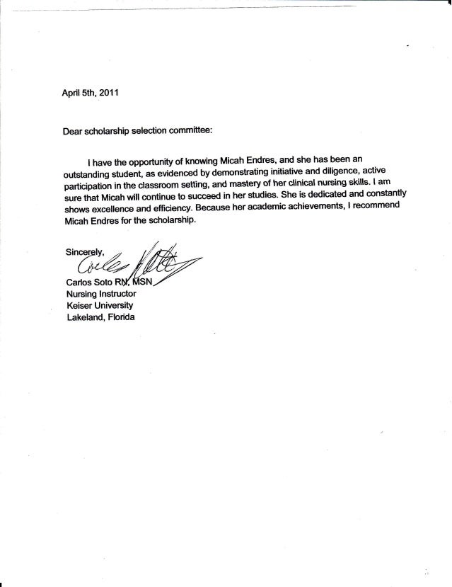 letter of recommendation carlos soto nursing scholarship letter of recommendation