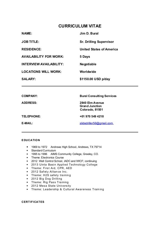 jim s cv united states curriculum vitae