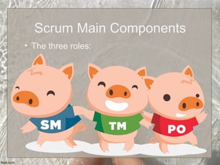 Scrum Main Components
• The three roles:
 