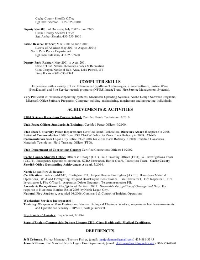 deputy sheriff resumes