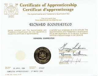 RWS Apprenticeship Completion Certification