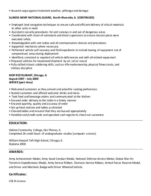 ihop resume