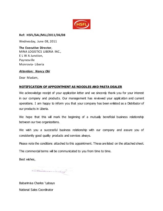 letter of appointment