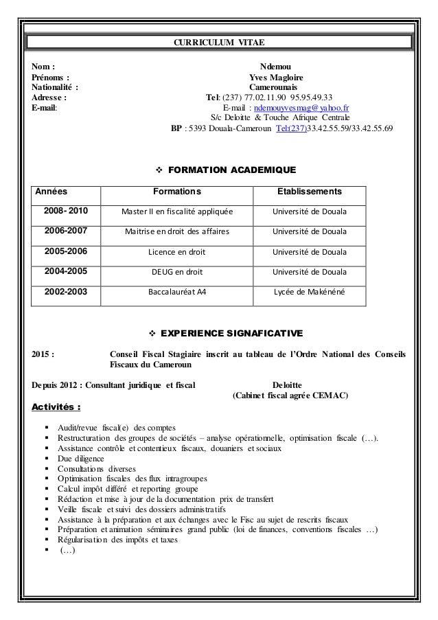 CV Yves Magloire NDEMOU