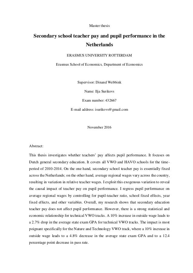 Pay for master thesis