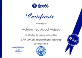 alfanar SAP-OM&E-Recruitment Training-2014