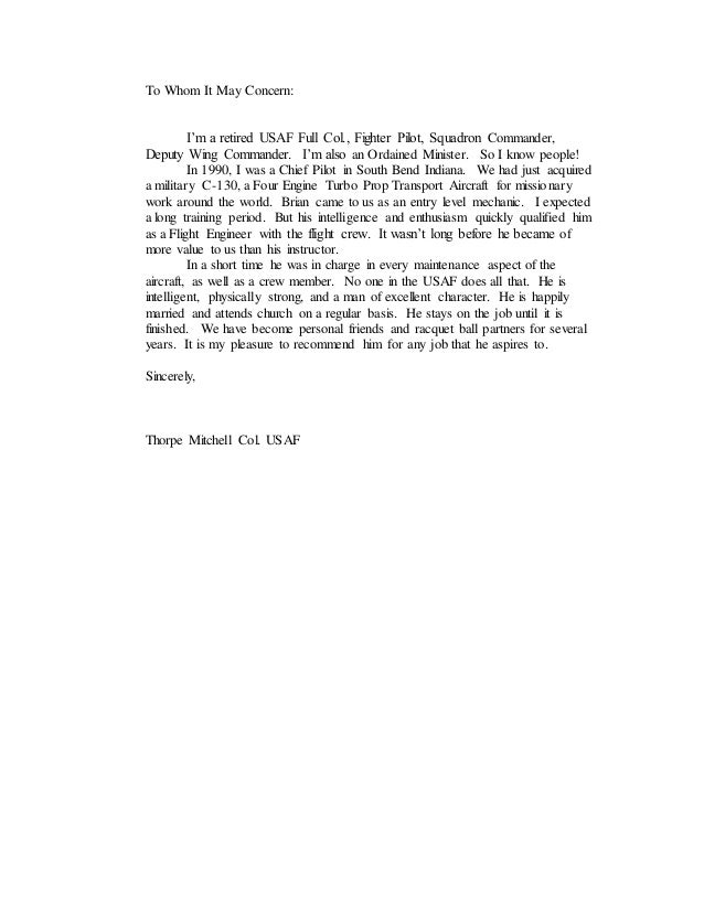 brian reference letter thorpe mitchell pilot letter of recommendation