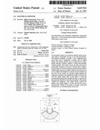 Shannon - Patent 5647924 Electrical Initiator