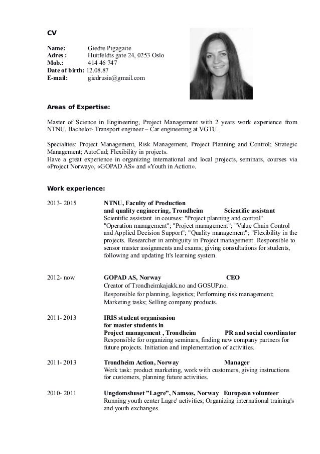 Cv Giedre Pigagaite English