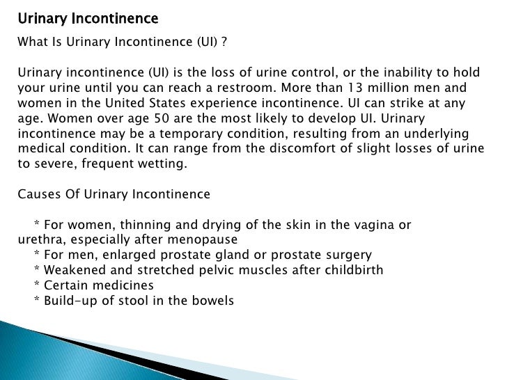 Diagnosis of Urinary Incontinence Incontinence Urology Surgery