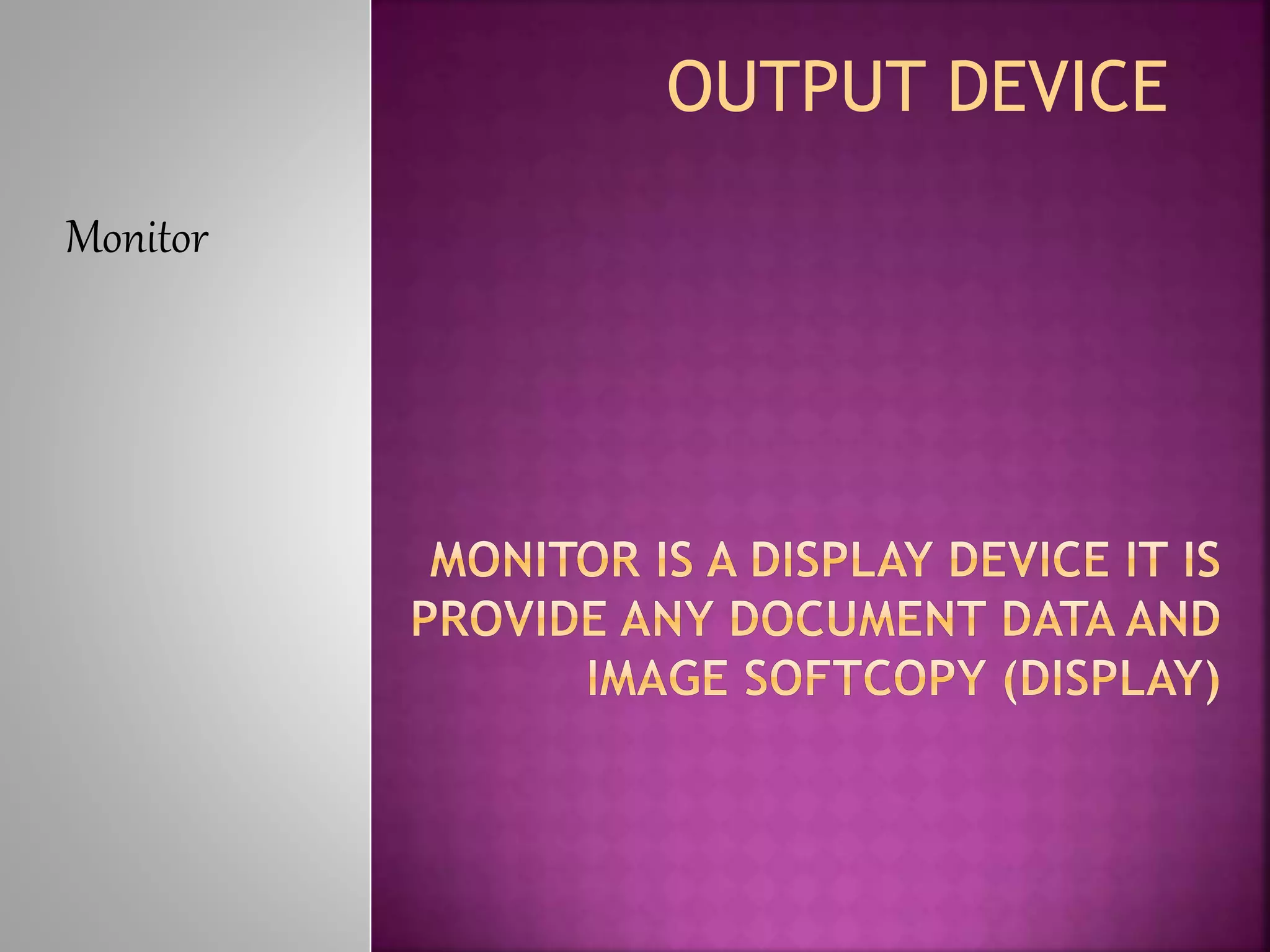 OUTPUT DEVICE 
Monitor 
 