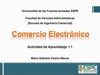 María Gabriela Castro Macas
Universidad de las Fuerzas Armadas ESPE
Facultad de Ciencias Administrativas
(Escuela de Ingeniería Comercial)
Actividad de Aprendizaje 1.1
 