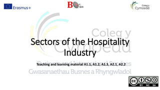 Sectors of the Hospitality
Industry
Teaching and learning material A1.1, A1.2, A1.3, A2.1, A2.2
 