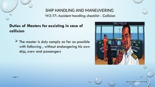 Collision Handling Example SHIP HANDLING AND MANUEVERING, Actions to be taken following a ...