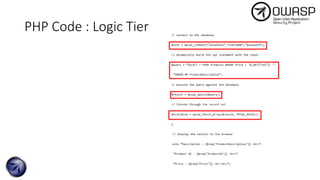 PHP Code : Logic Tier
 