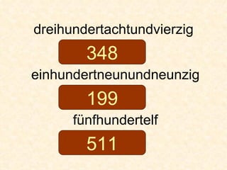 dreihundertachtundvierzig einhundertneunundneunzig fünfhundertelf 348 199 511 