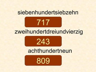 siebenhundertsiebzehn zweihundertdreiundvierzig achthundertneun 717 243 809 