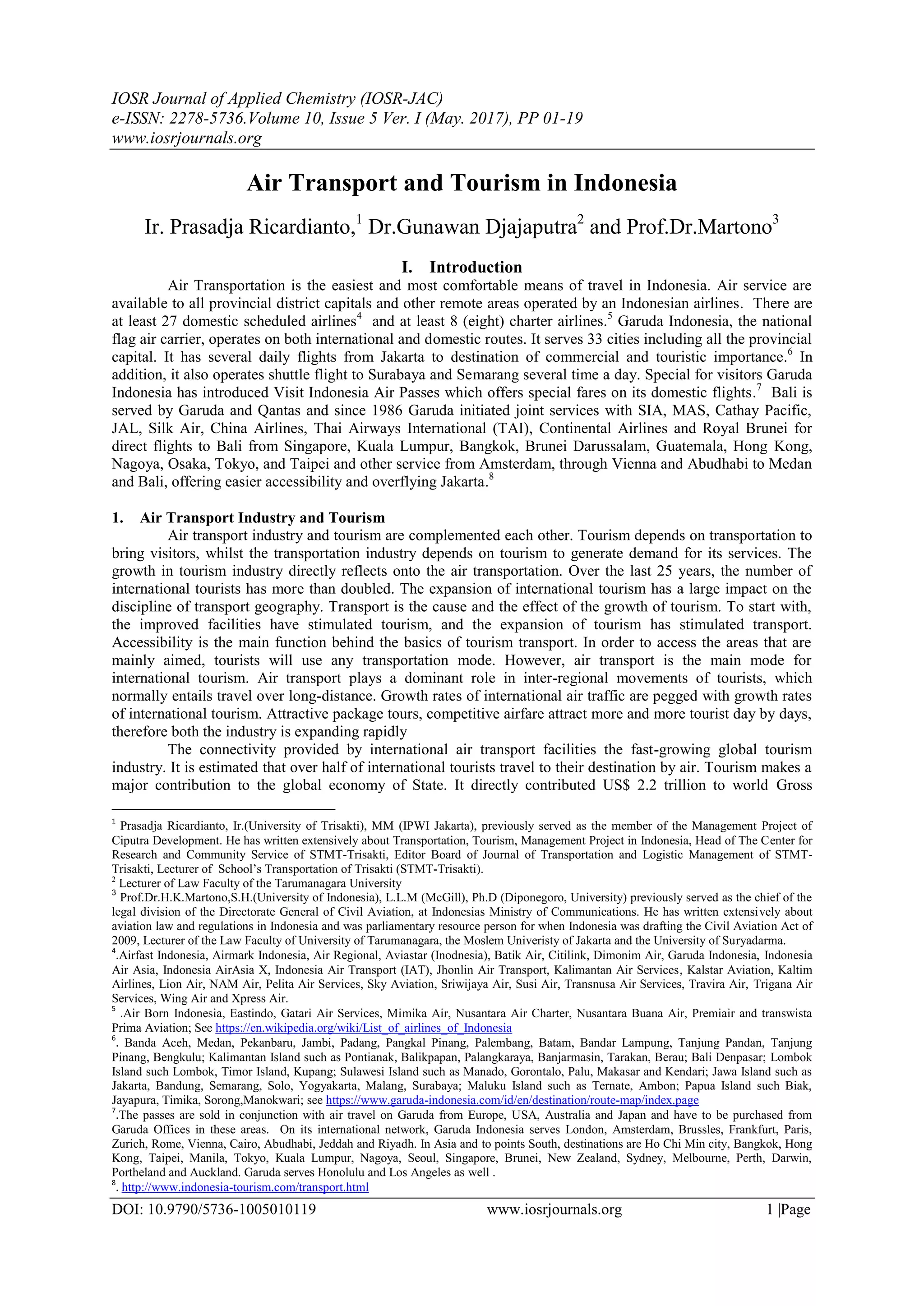 Air Transport and Tourism in Indonesia | PDF