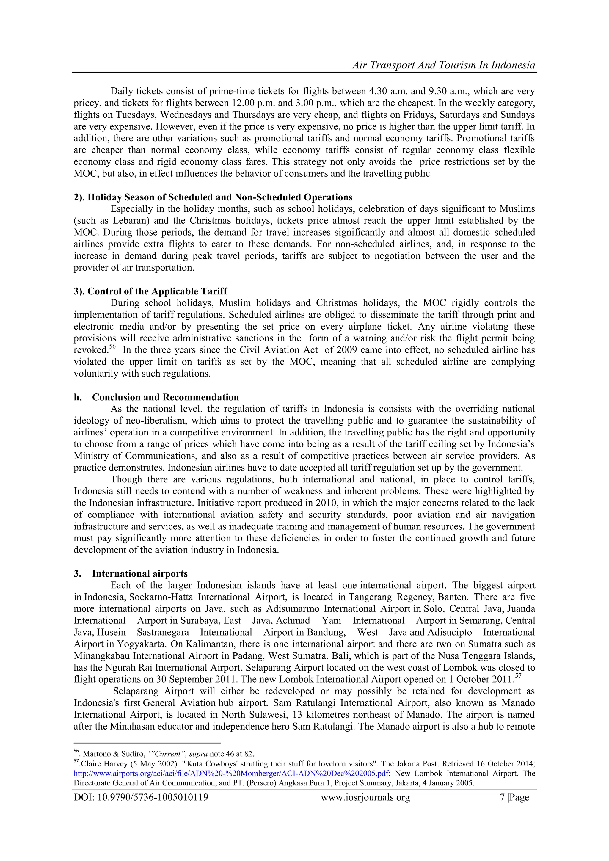 Air Transport and Tourism in Indonesia | PDF