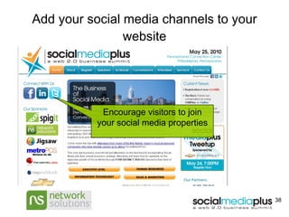 Add your social media channels to your website Encourage visitors to join your social media properties 