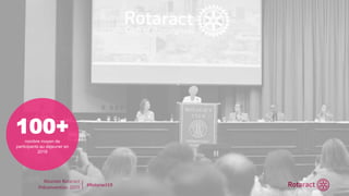 Réunion Rotaract
Préconvention 2019 #Rotaract19
100+nombre moyen de
participants au déjeuner en
2018
 