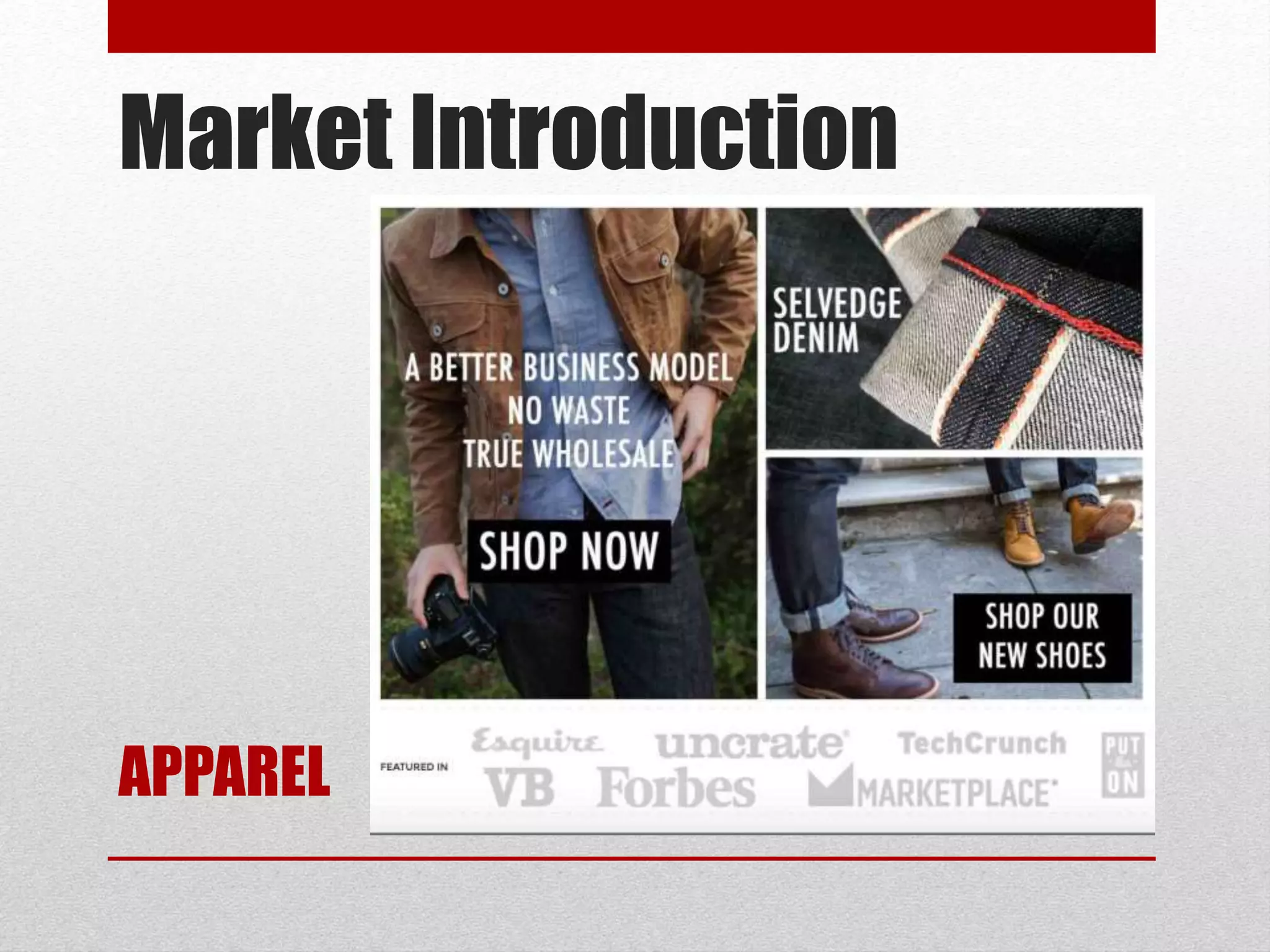 Market Introduction
APPAREL
 