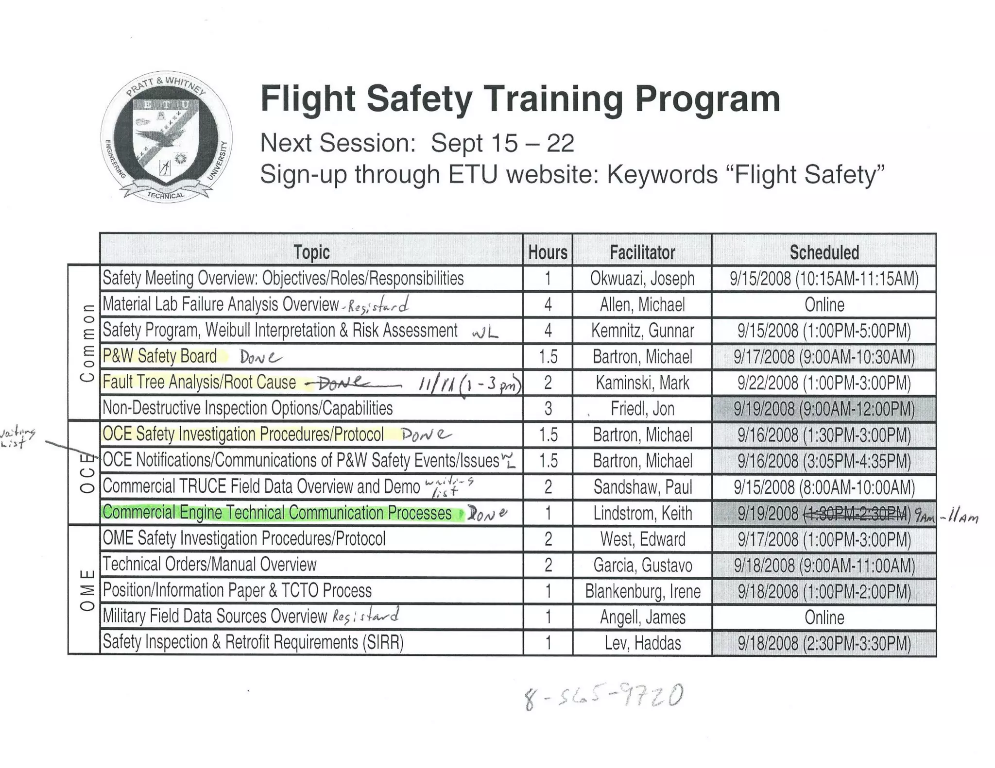 P&W Flight Safety Courses | PDF