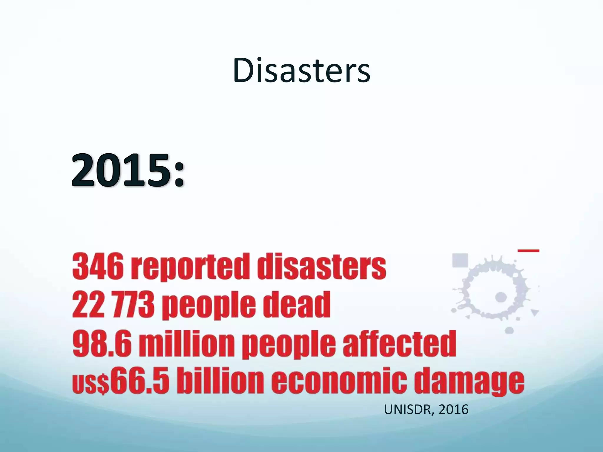 Disasters
UNISDR, 2016
 