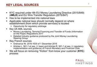 2
KEY LEGAL SOURCES
 KYC required under 4th EU Money Laundering Directive (2015/849)
(4MLD) and EU Wire Transfer Regulati...