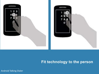 Fit technology to the person
Android Talking Dialer
 